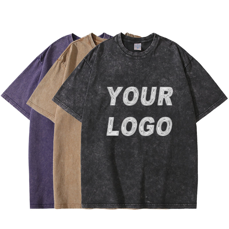 Vintage Blanks Custom Washed T-shirts 100% Cotton Heavyweight Short Sleeve Round Neck Streetwear High Quality Oversized T-shirt