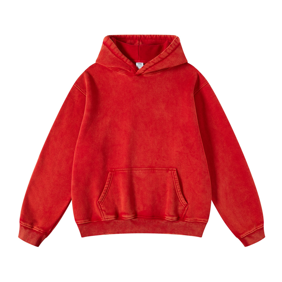 Customized Washable Batik Distressed Fleece Pullover Without a Hood and with a Rope Strap Unisex Hoodies Winter Collection