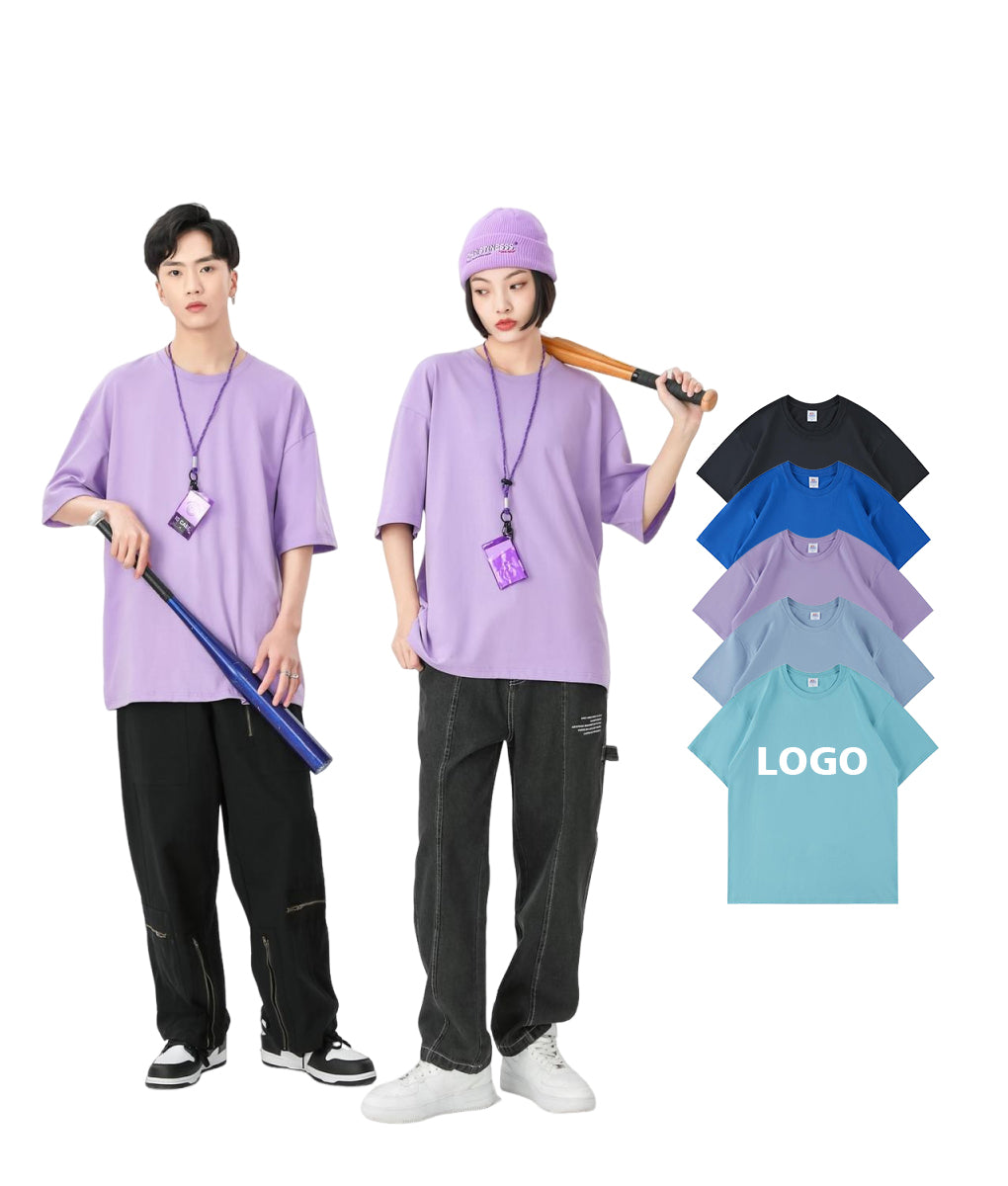 Custom TShirt Logo Heavyweight Streetwear Pure Color Oversized 100% Cotton Drop Shoulder High Quality Dtf Transfers for T-shirts
