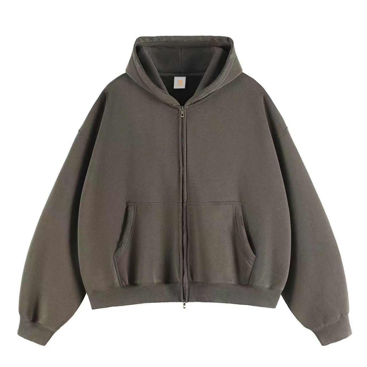 Manufacturer Hoodies Unisex High Quality 350g Heavyweight Boxy Drop Shoulder Custom Zip up Acid Wash Blank Fleece Men's Hoodies