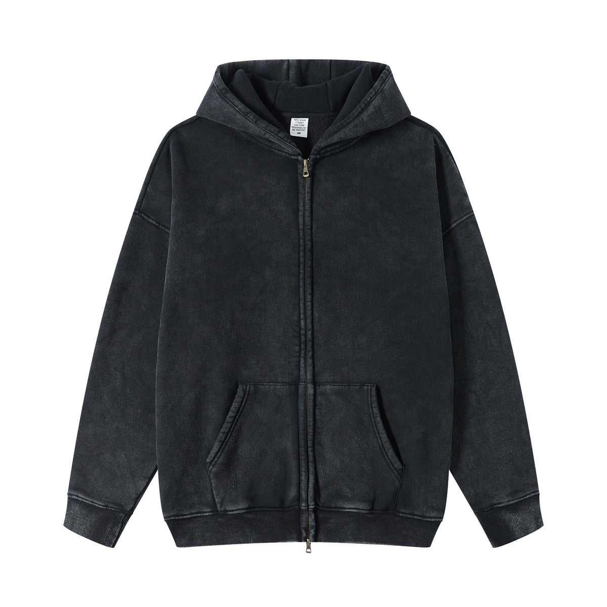 Mens Unisex Oversized Fashion Heavyweight Hoodies Zip up Puff Print Hoodie Washi Dyeing Padded Zipper Hoodless Pullover Hoodies