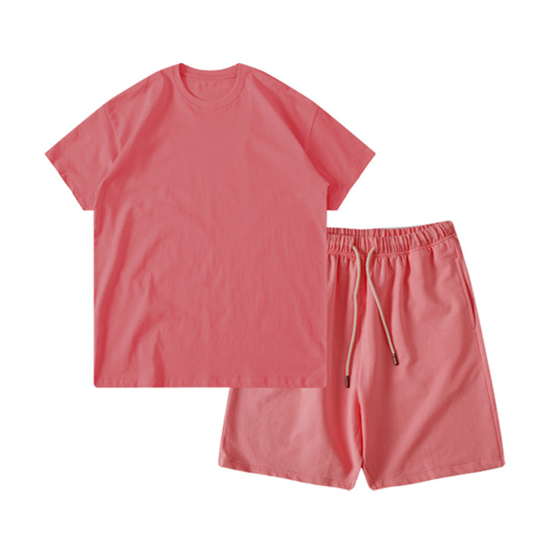 High Quality T-shirt and Shorts Blank Custom logo Multi Color Heavy Coton Suit O-neck Heavyweight Wholesale Children's T-shirt