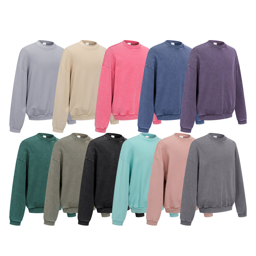 100%Cotton Thick Vintage Boxy Washed Broken High Quality Heavyweight Streetwear Hoodies