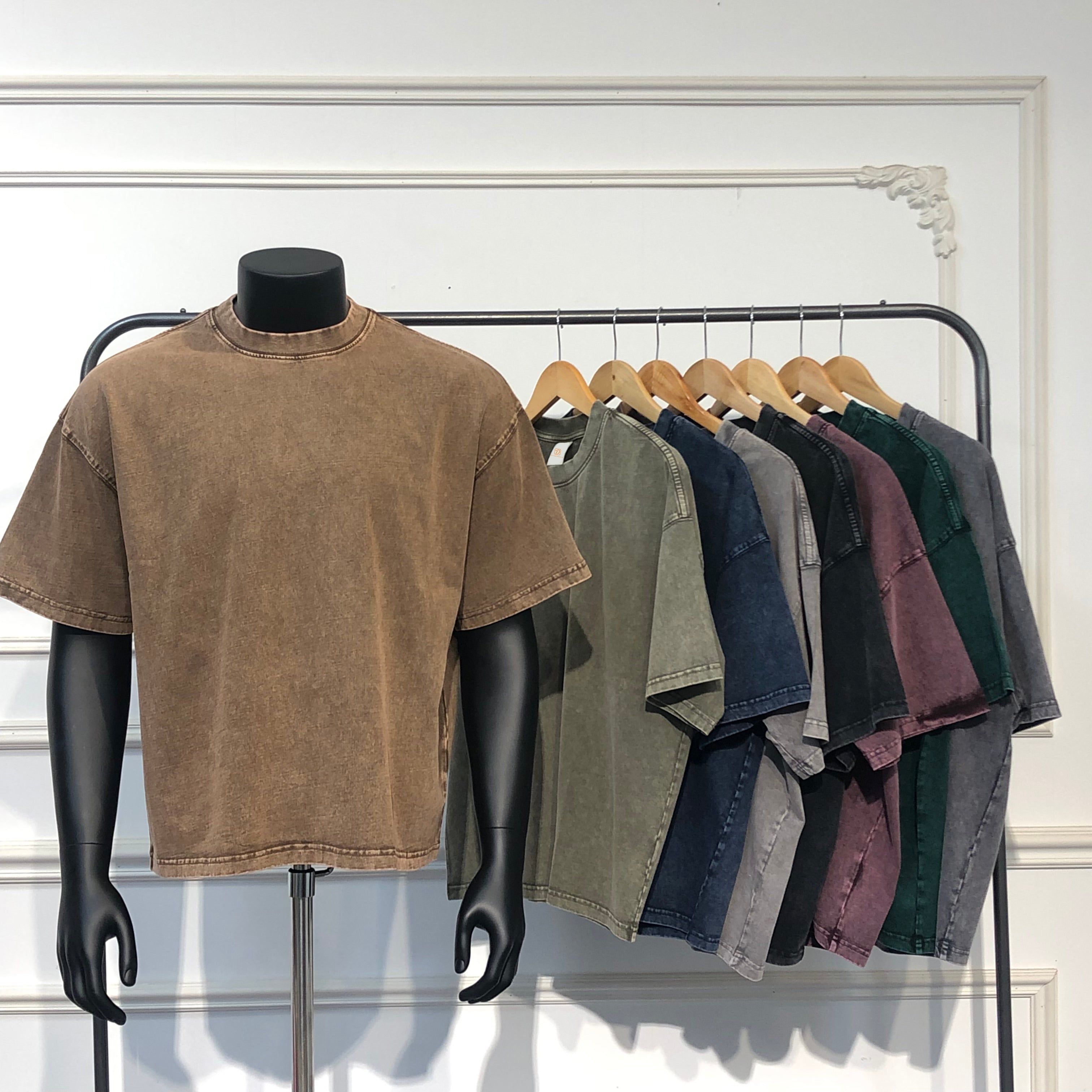 Vintange Heavyweight Oversized Loose Boxy Short Fashionable Style Custom Washed Heavy Cotton Plain Tshirts for Printing