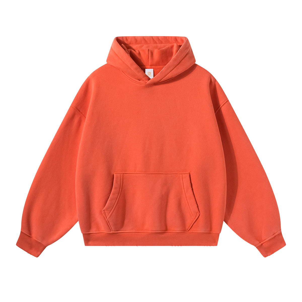 Retro Style Sweatshirt with Frosted Water Wash Finish Distressed Edges Plush Lining and a Hooded Design Fall and Winter Style