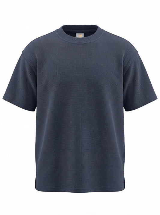 Streetwear Custom Drop Shoulder T-shirt Heavyweight Round Neck Pure Color Short Sleeve Embroidery logo Personalized T-shirts