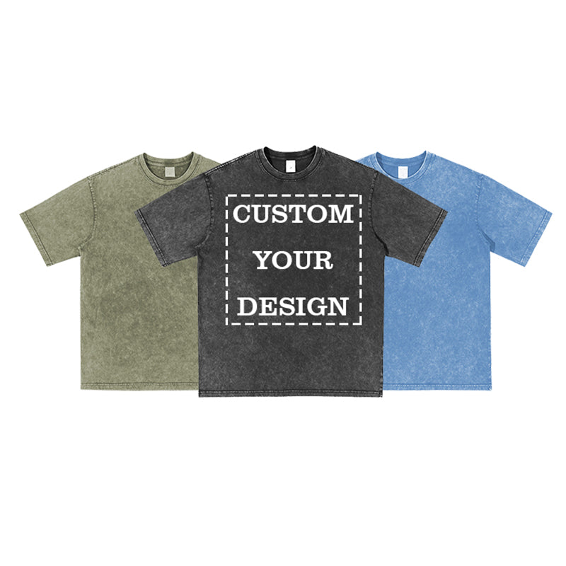 Customized t Shirts Men's Vintage High Quality Plain t Shirt Streetwear O-neck Blank Acid Wash Heavyweight 100% Cotton Tshirts
