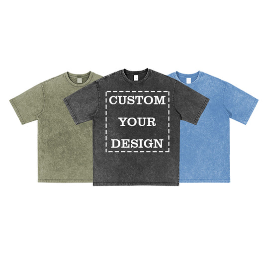 Customized t Shirts Men's Vintage High Quality Plain t Shirt Streetwear O-neck Blank Acid Wash Heavyweight 100% Cotton Tshirts