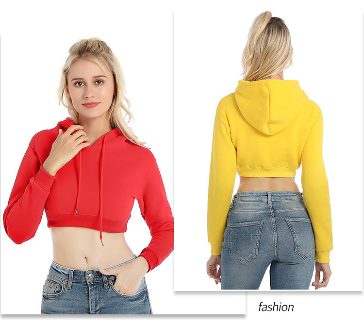 Wholesale Crop Tight-fitting Streetwear High Quality Polyester and Cotton Custom Puff Print Heavyweight Blank Pullover Hoodie