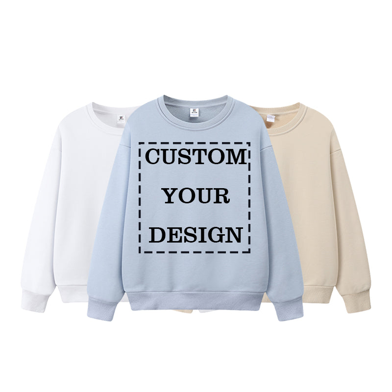 Loose Crew Neck Hoodies Custom Men's High Quality Pure Color Streetwear Drop Shoulder Wholesale Distressed Embroidery Hoodie