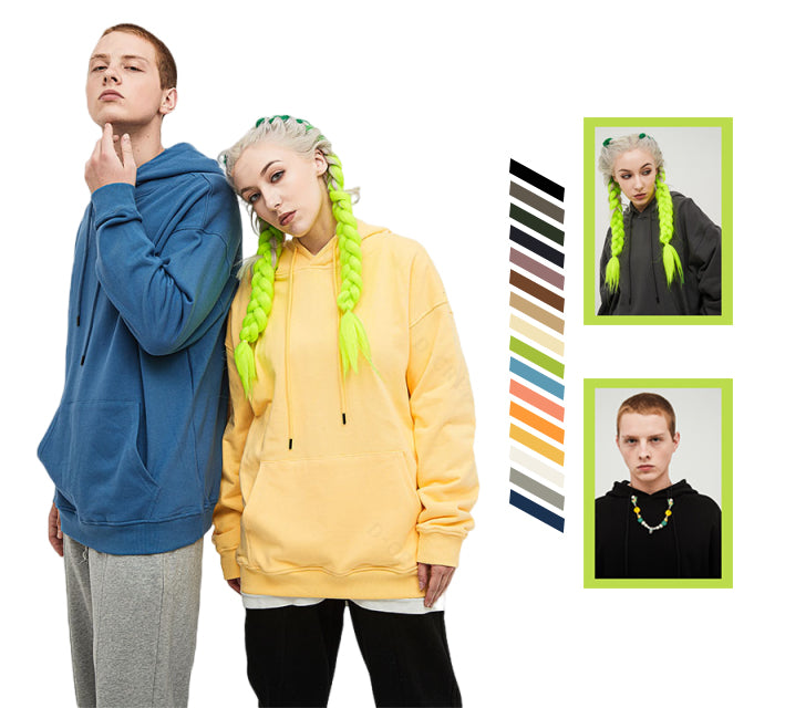 100% Cotton Oversized Multicolored Terry Custom logo Heavyweight Pure Color Drop Shoulder Winter Thick Hoodies