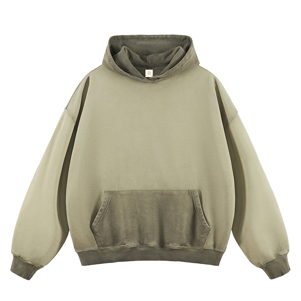 Customized Blank High Quality Washed 100% Cotton 420G Heavyweight Puff Print Drop Shoulder Winter Men's Hoodies & Sweatshirts