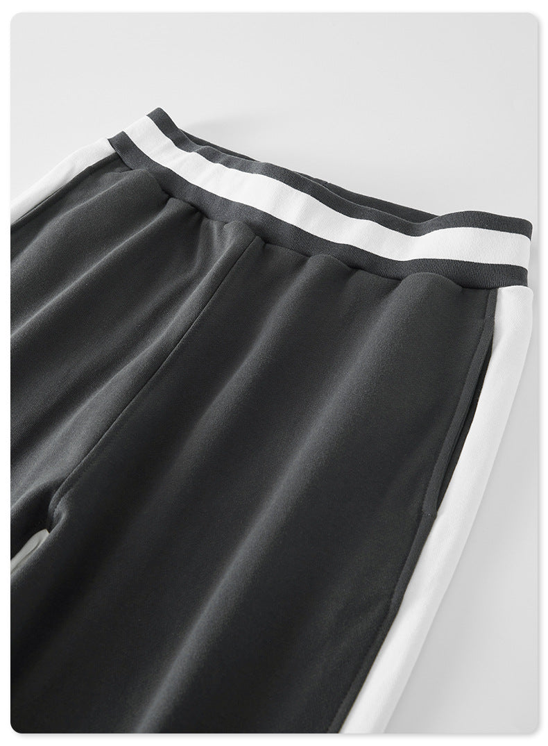 Sweatpants and Hoodie Set Color Clashing Loose Fleece High Quality Blank Pullover Round Neck Custom Puff Print Hoodie