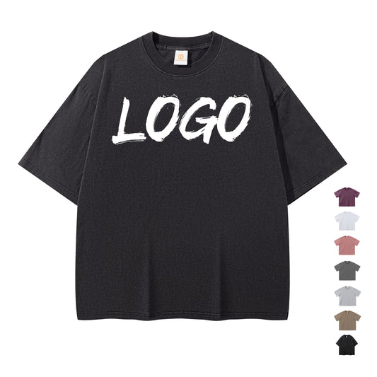 Boxy Tshirt 100% Cotton Vintage Short Style Pure Color Sublimation Acid Wash Streetwear High Quality Plain Tshirts for Printing