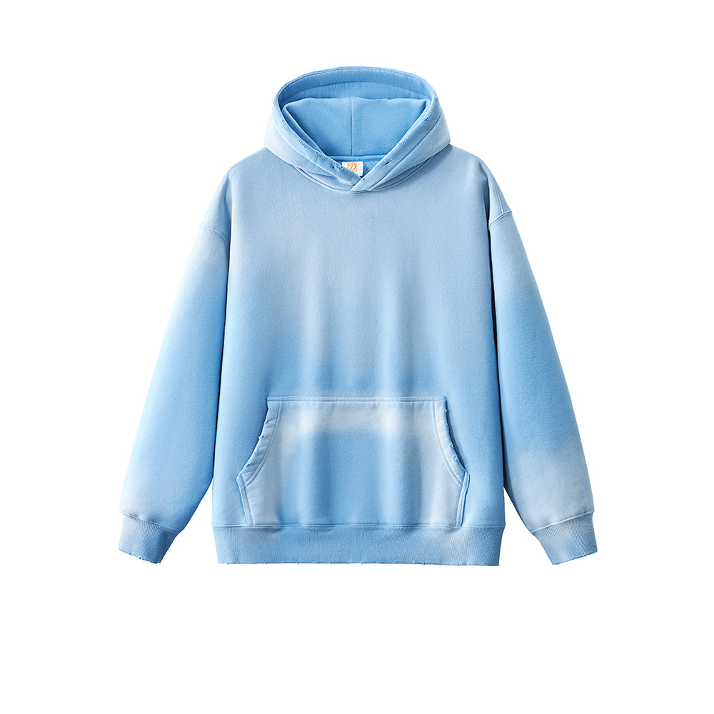 Winter Hoodie Custom Men's Thick Fabric Washed Drop Shoulder Gradient Loose Fitting Hoodie with logo Personalized Design