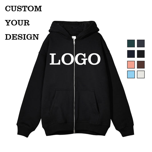 Manufacturer Hoodies Wholesale Embroidered Distressed Embroidery Full Zip Pure Color High Quality Wholesale Hoodies for Men