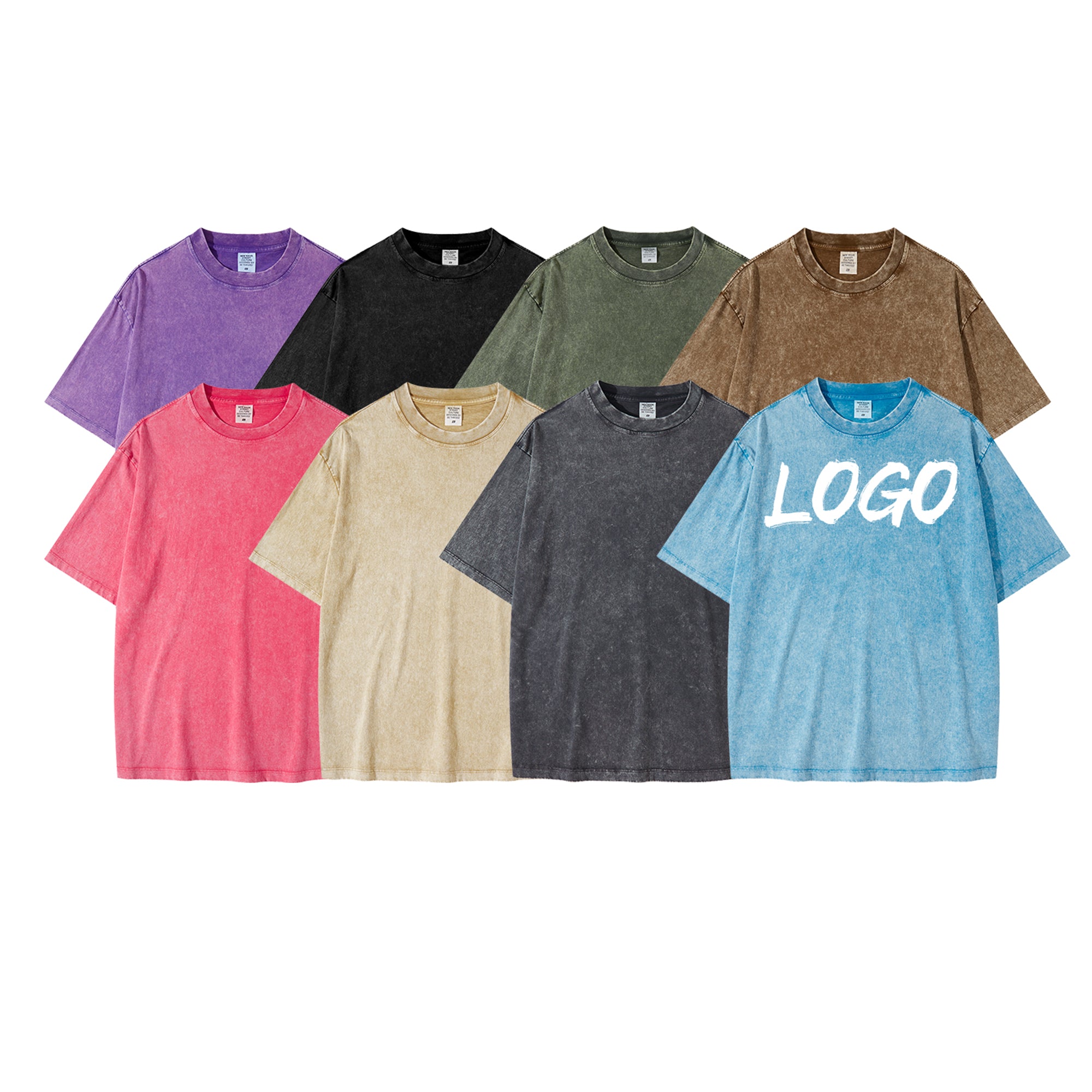 Custom Oversized Tshirts High Quality Round Neck Wholesale Streetwear Waxing Printing Acid Wash 100% Cotton Round Neck t Shirt