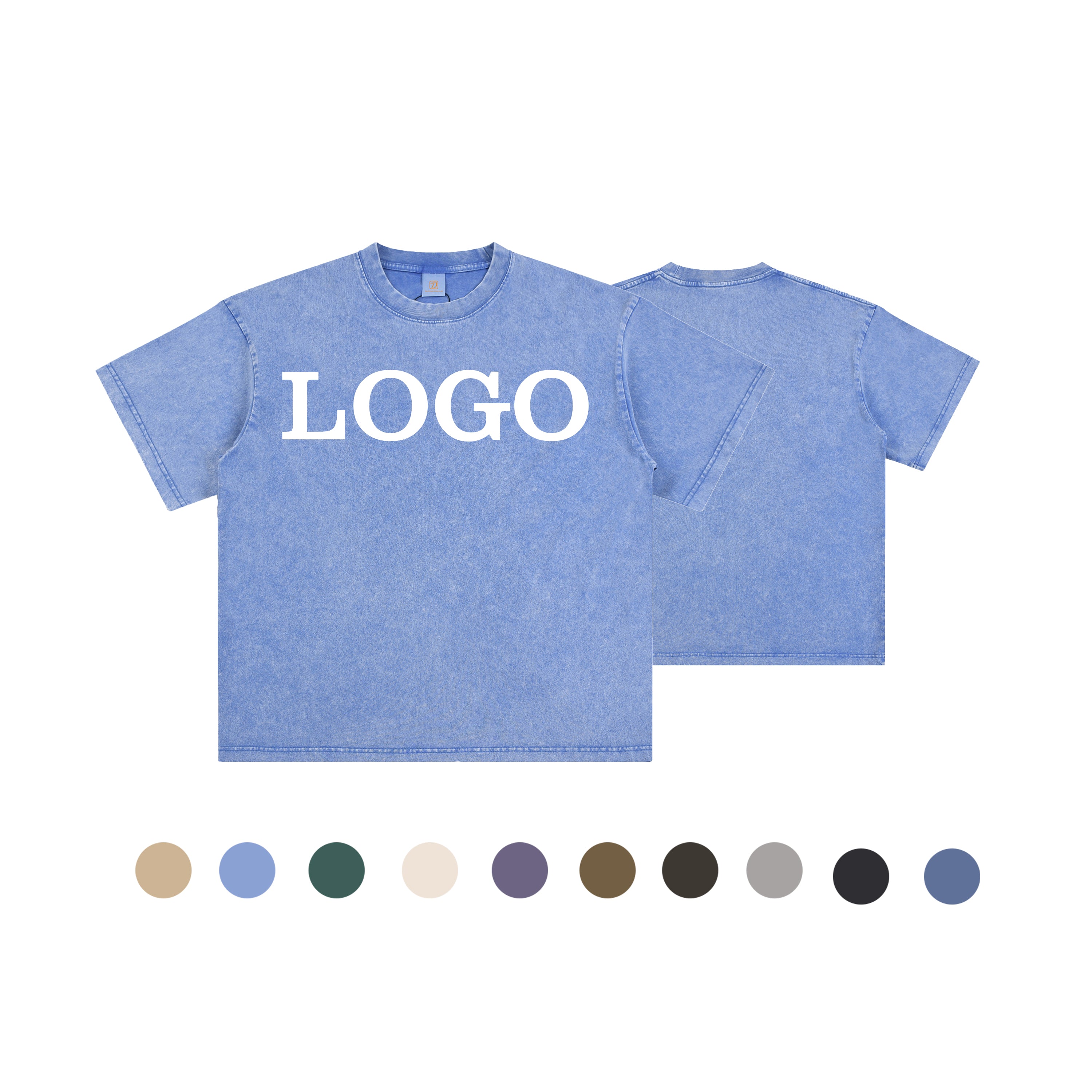 Custom T-shirt 100% Cotton Heavyweight Vintage Streetwear Wax Printing Fashion High Quality Acid Wash Short Sleeve T-shirt