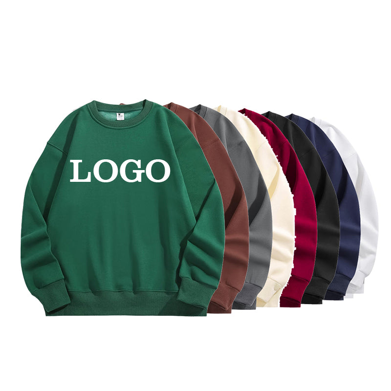 Wholesale Hoodies Plus Size High Quality Polyester/Cotton Custom Puff Printing Drop Shoulder Crew Neck Plain Cheap Hoodies
