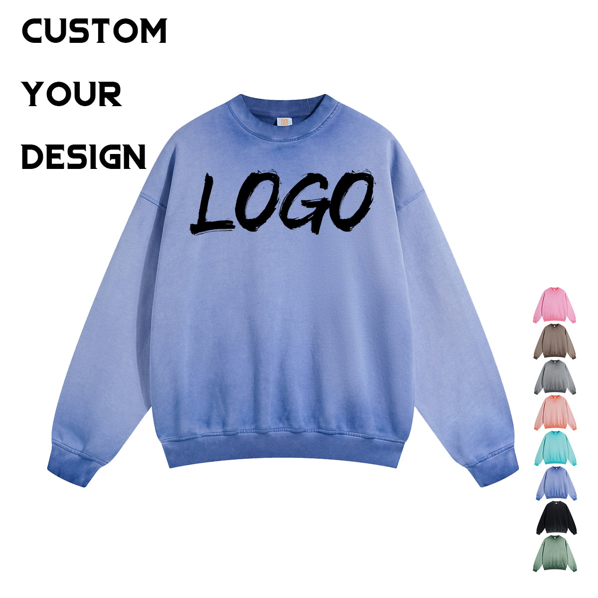 Top Quality Hoodies Streetwear Custom Distressed Embroidery Blank Vintage Acid Wash Crewneck Wholesale Drop Shoulder Hoodie