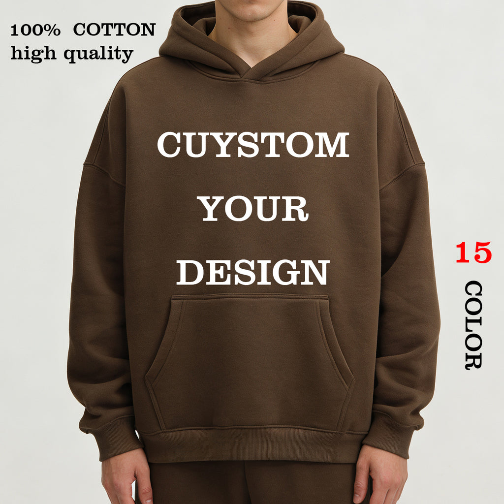 100% Cotton Hoodies Manufacturer Custom logo Distressed Embroidery High Quality Streetwear Pure Color Drop Shoulder Hoodies