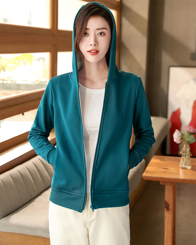 3 Color Silver fox Fur Lined Zipper Hooded Sweatshirt Heavyweight Hoodie Can Design Patterns for You for Free Pullover Hoodie