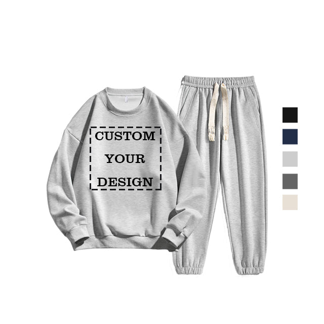 Oversized Streetwear Sweatpants and Hoodie Set Custom Distressed Embroidery High Quality Crewneck Wholesale Hoodies Suit