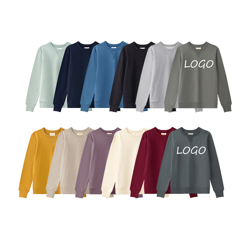 Custom French Terry Round Neck High Quality Pure Color 100% Cotton Streetwear Heavyweight Screen Printed Fashion Unisex Hoodies