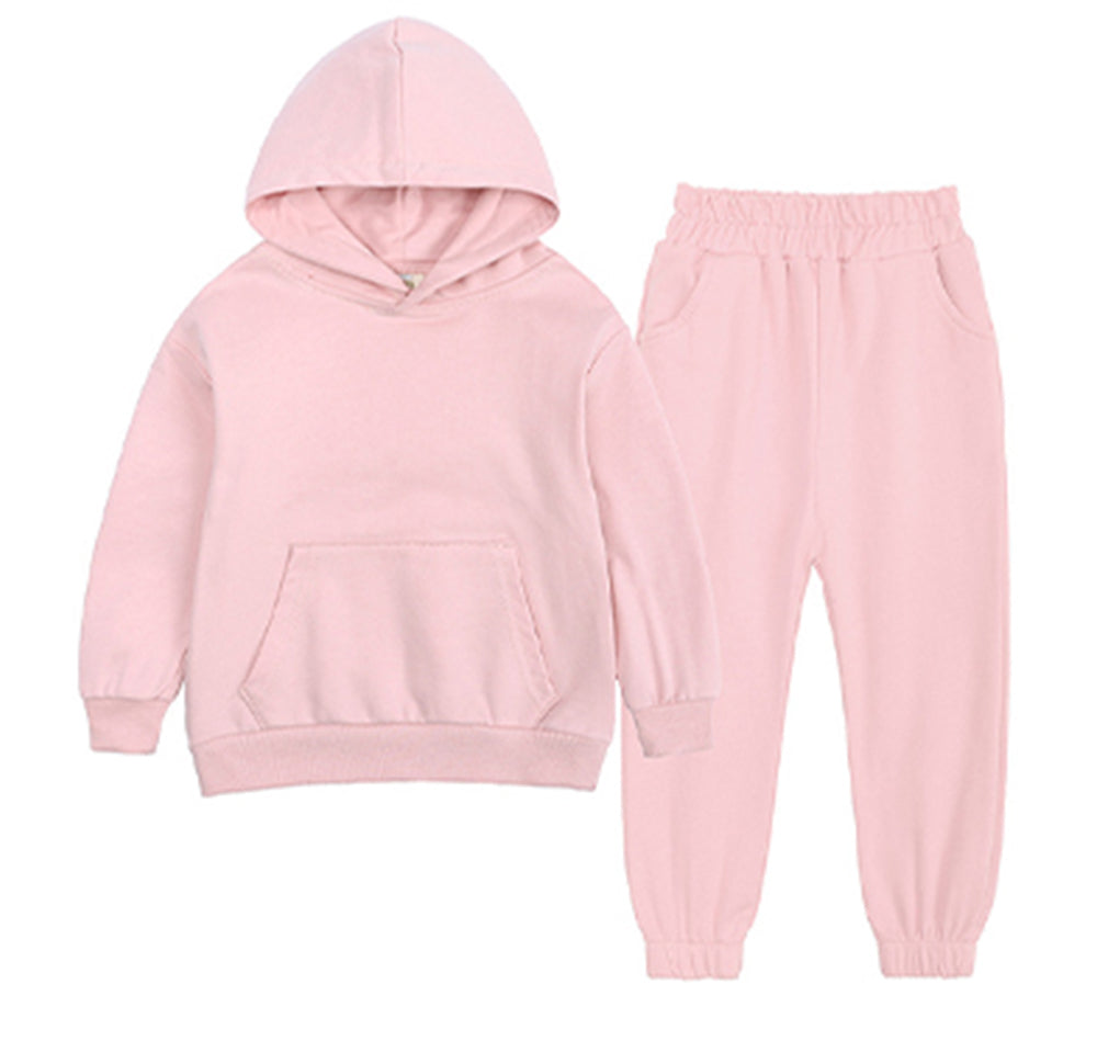 Wholesale Customized 7 Color Children's Clothing Small Medium and Large Size Boys and Girls Hooded Sports Outfit Sweatshirt Sets