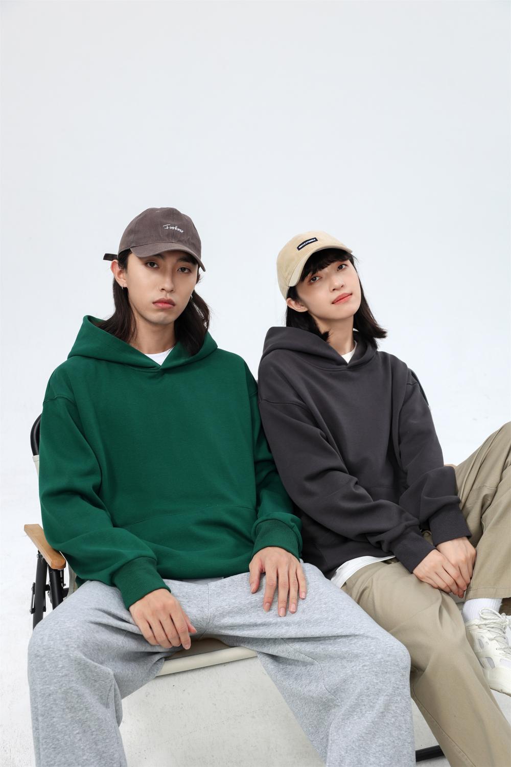 Mens Hoodies 500G Heavyweight Custom Puff Print Blank High Quality Wireless Drop Shoulder Streetwear Fashion Wholesale Hoodies