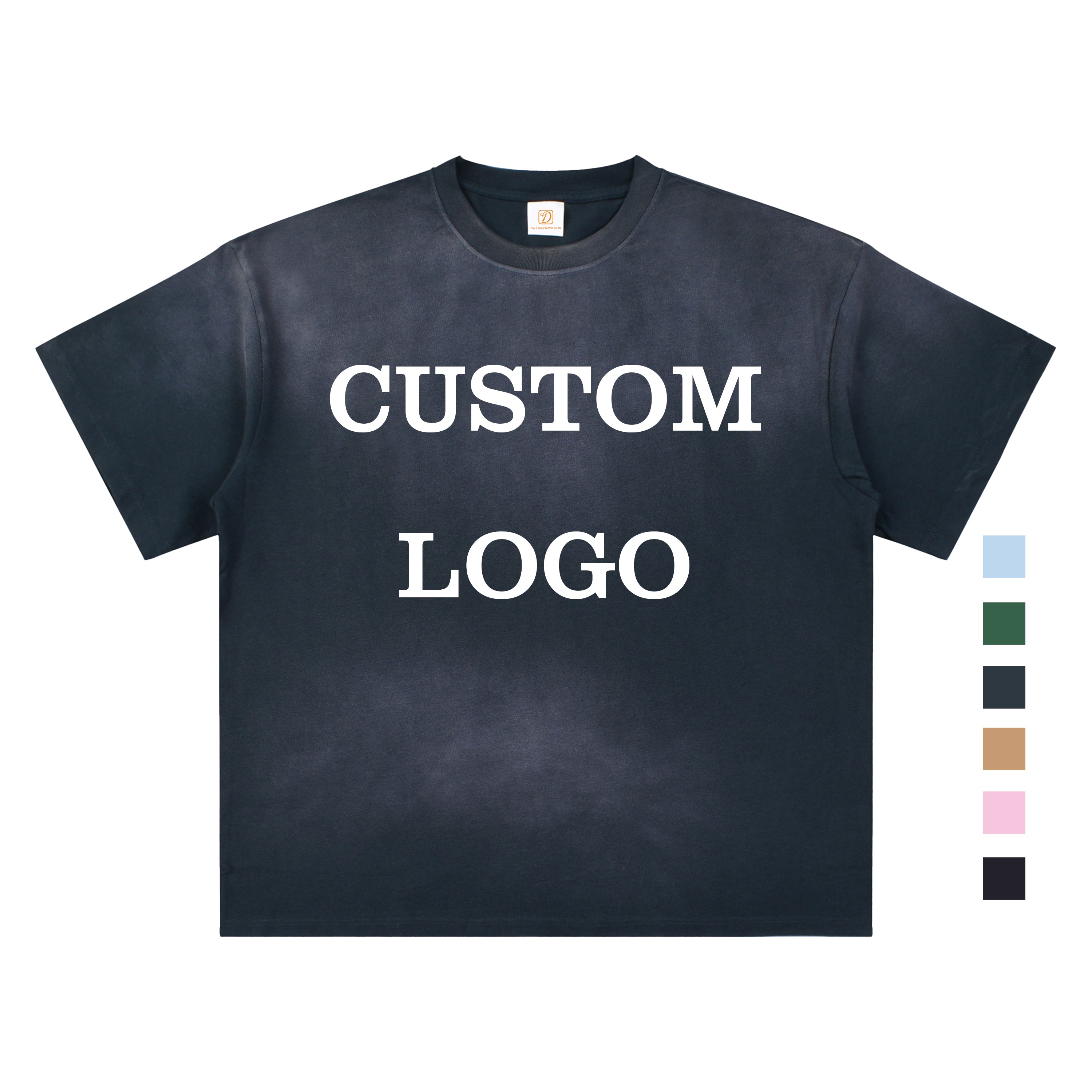 Vintage Round Neck t Shirt High Quality Custom Streetwear Washed Drop Shoulder Fashion Summer New Design Screen Print t Shirt