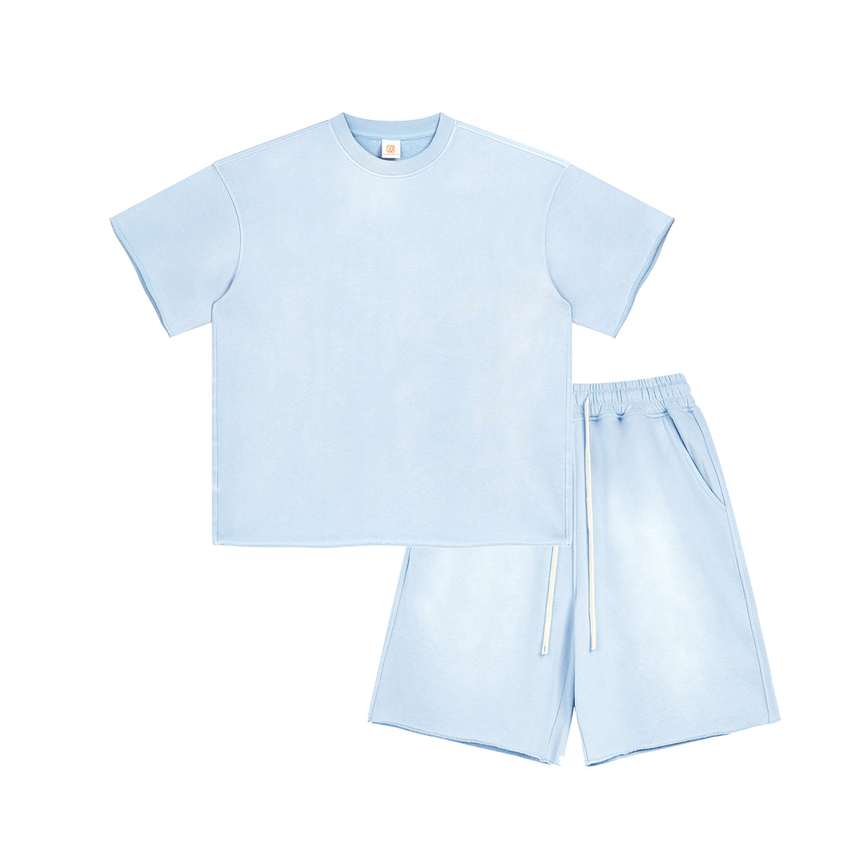 Custom Terry Acid t Shirt and Shorts Set Vintage High Quality O-neck Streetwear Summer Fashion Heavy Cotton T-shirts Suit