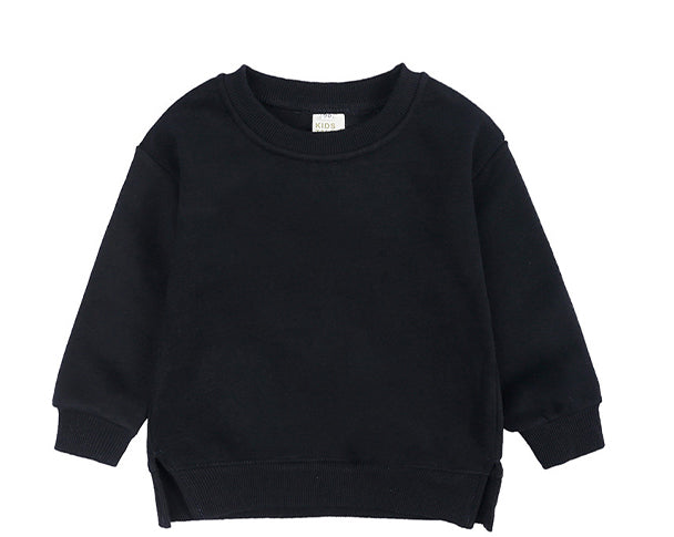9 Color Fleece Pullover for Boys and Girls Round Neck Small Children's Pullover Solid Color with Fleece Top Fall Winter Style