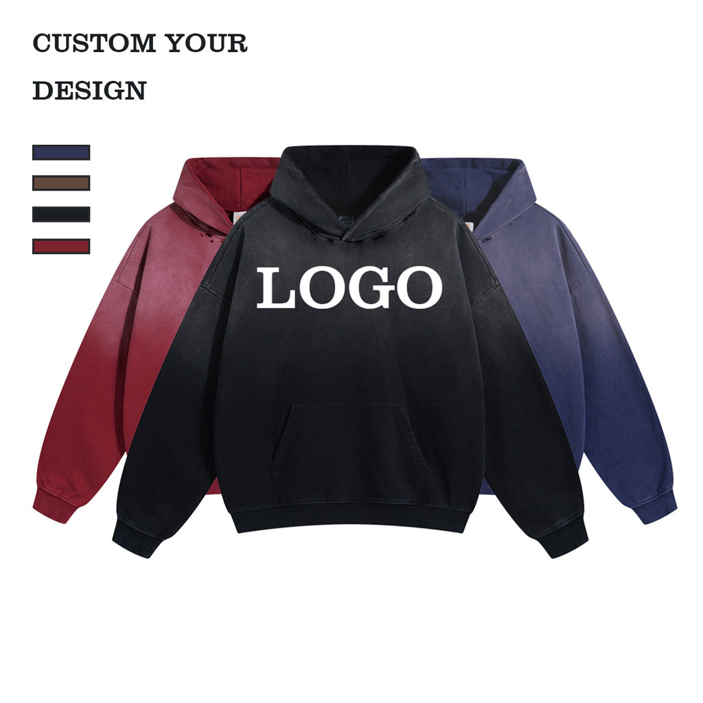 Heavyweight Hoodie Custom Acid Wash Blank Pullover Wireless Broken High Quality Polyester/Cotton Hoodies Bulk Wholesale