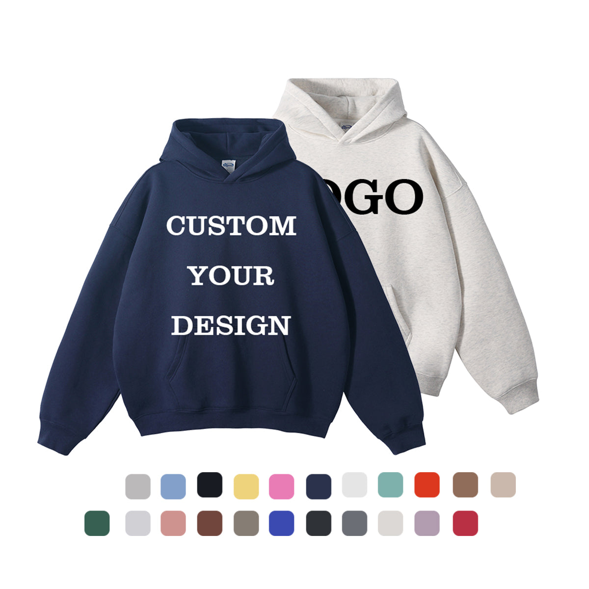 Custom 100% Cotton Fleece Hoodies  High Quality Wireless Drop Shoulder Blank Pullover Distressed Streetwear Heavyweight Hoodie