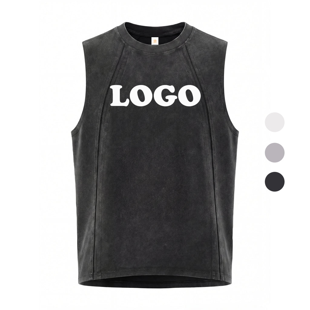 Gym T-shirt for Men Wax Printing Patchwork Sleeveless High Quality Customized Summer Streetwear Casual Sleeveless T-shirt