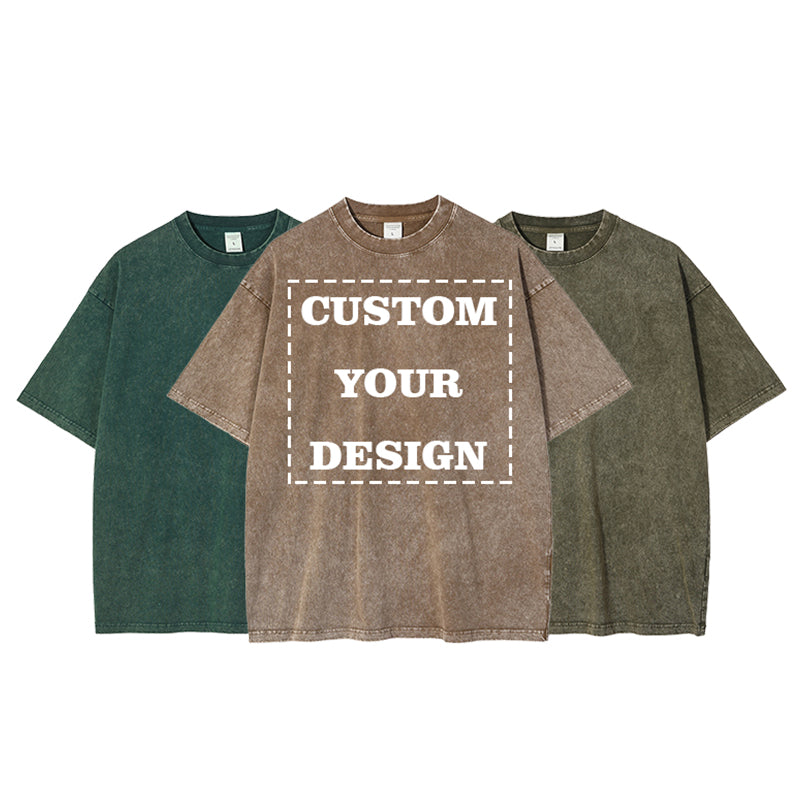 High Quality Wholesale Tshirt Vintage Custom logo O-neck Blank 100% Cotton Wax Printing Screen Printed Short Sleeve T-shirts