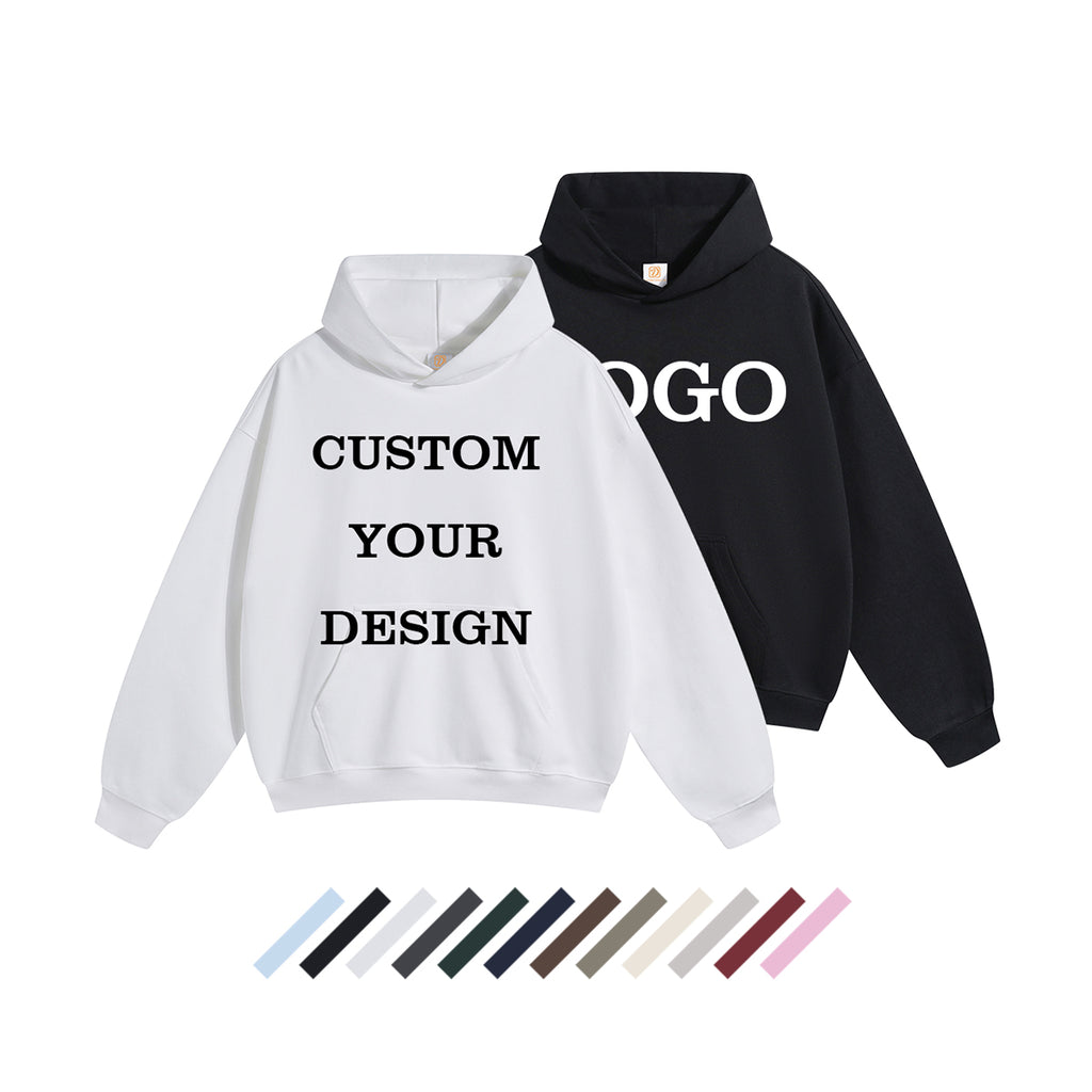 Streetwear Blank Pullover Hoodie Custom Pure Color High Quality Wireless Drop Shoulder Terry Men's Hoodies & Sweatshirts