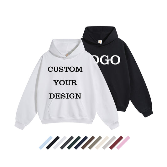 Streetwear Blank Pullover Hoodie Custom Pure Color High Quality Wireless Drop Shoulder Terry Men's Hoodies & Sweatshirts