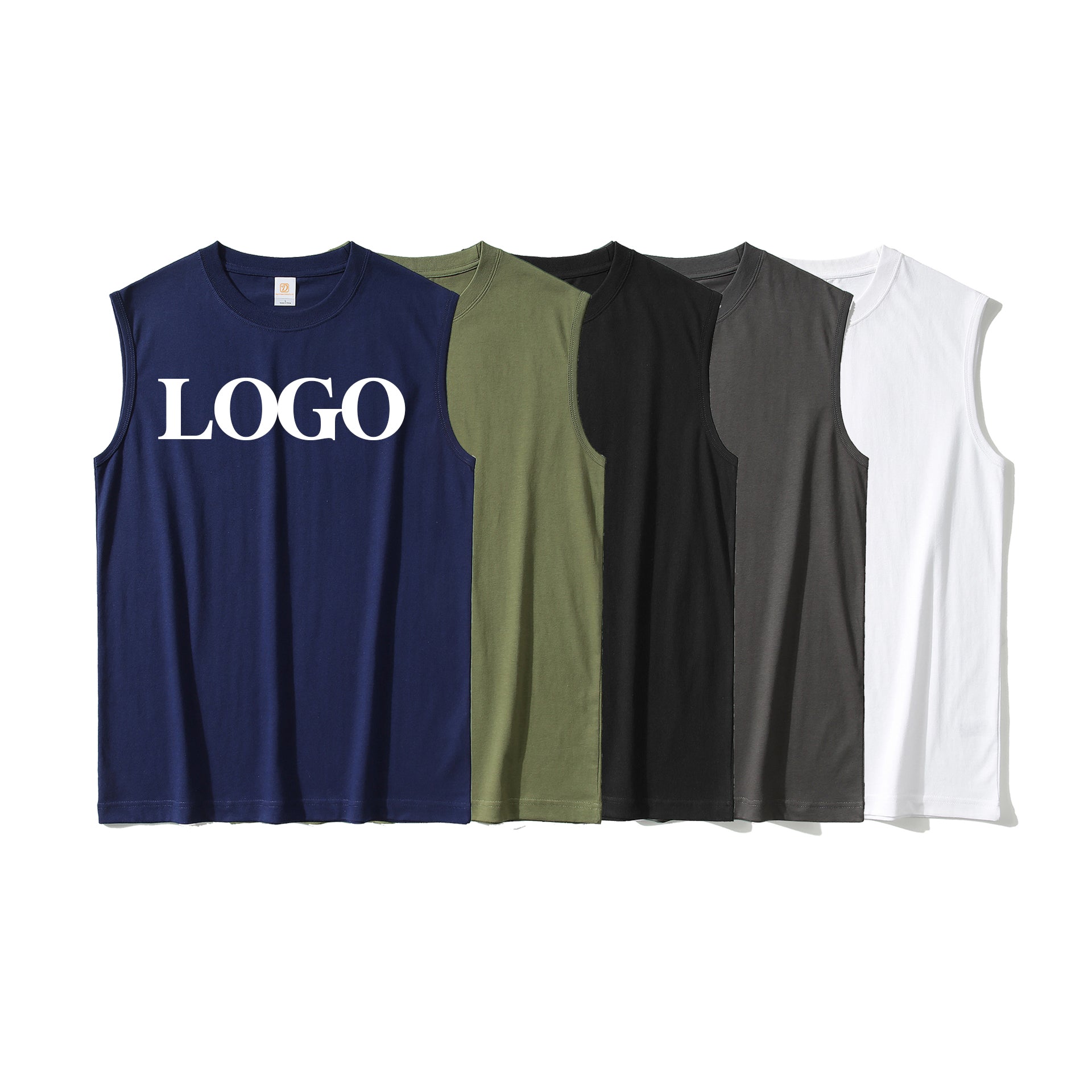 Sleeveless Black T-shirt for Men 2026 New Style Fashionable Custom Summer 220g Heavy Cotton Plain t Shirt for Men High Quality