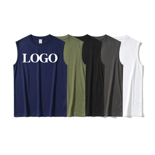 Sleeveless Black T-shirt for Men 2026 New Style Fashionable Custom Summer 220g Heavy Cotton Plain t Shirt for Men High Quality