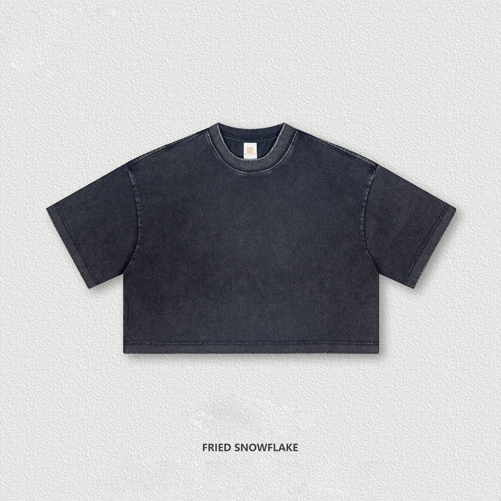 Crop Top Washe High Quality Manufacturers Streetwear Customized Blank Short Sleeve Design Screen Print Heavyweight T Shirt