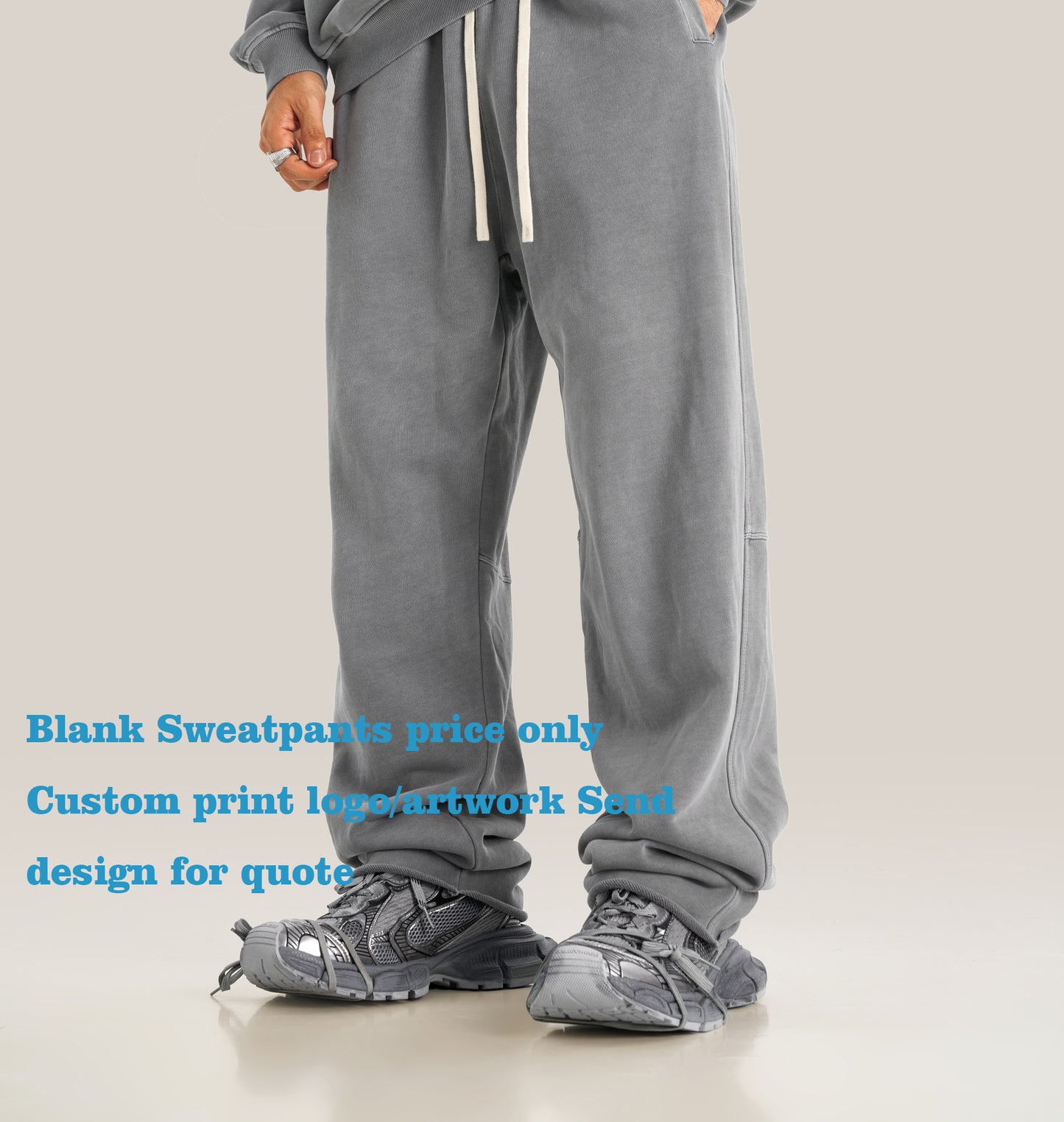 100 Cotton Custom Sweatpants Heavy Duty Water Washed Casual Pants with Two Side Pockets on the Buttocks and Loose Bottom Hem
