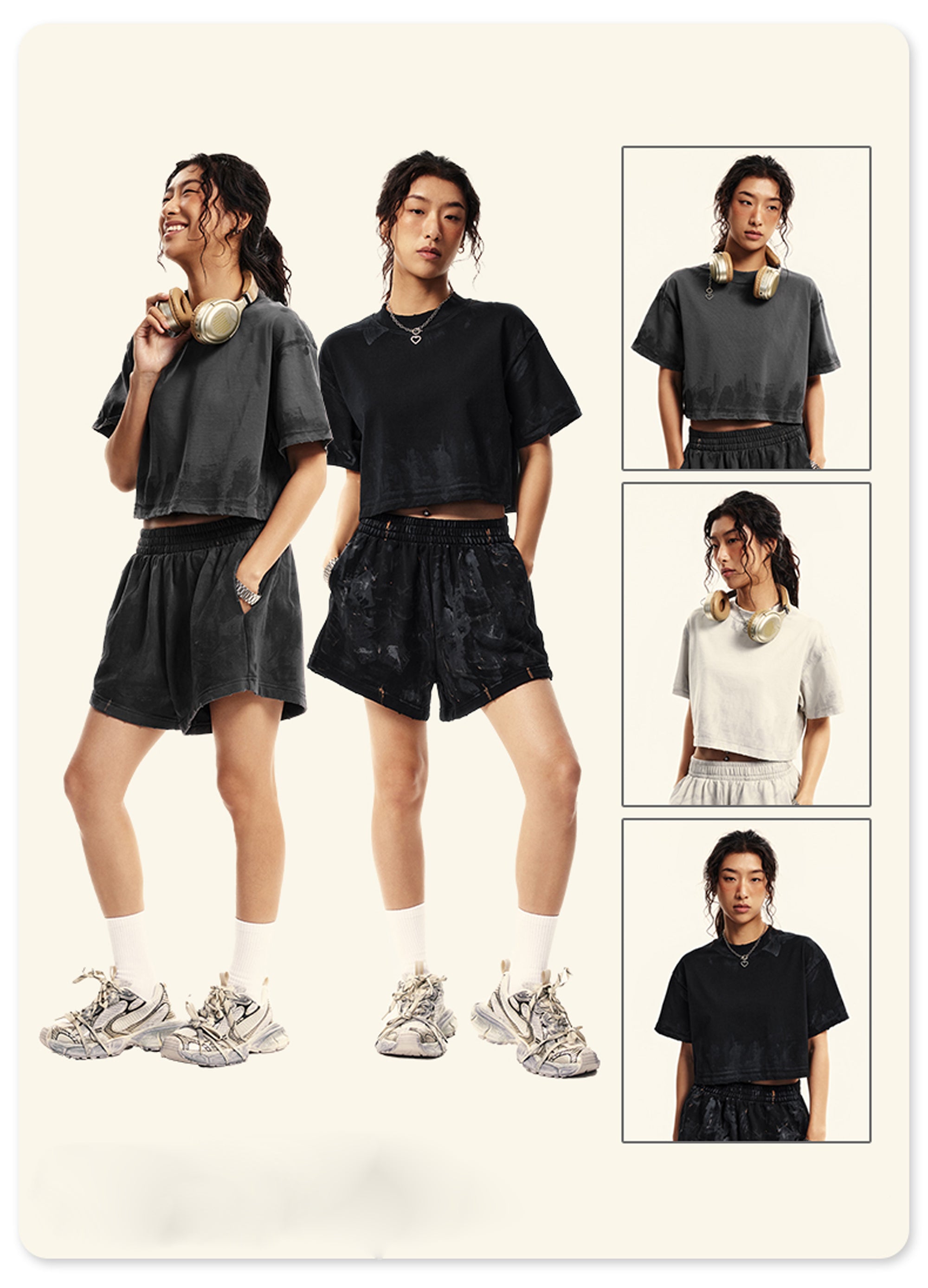 Vintage Short Heavyweight Tshirts Custom Oversized Blanks Design Heavyweight Streetwear High Quality Cotton Cropped t Shirt