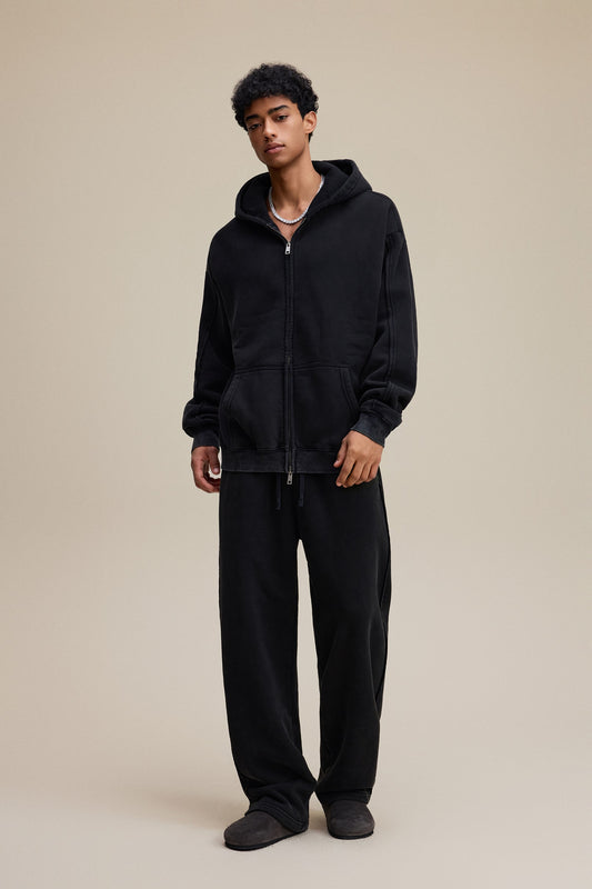 Men's High Quality Sublimation Streetwear Polyester/Cotton Custom Oversized Drop Shoulder Heavyweight Double Zipper Hoodies