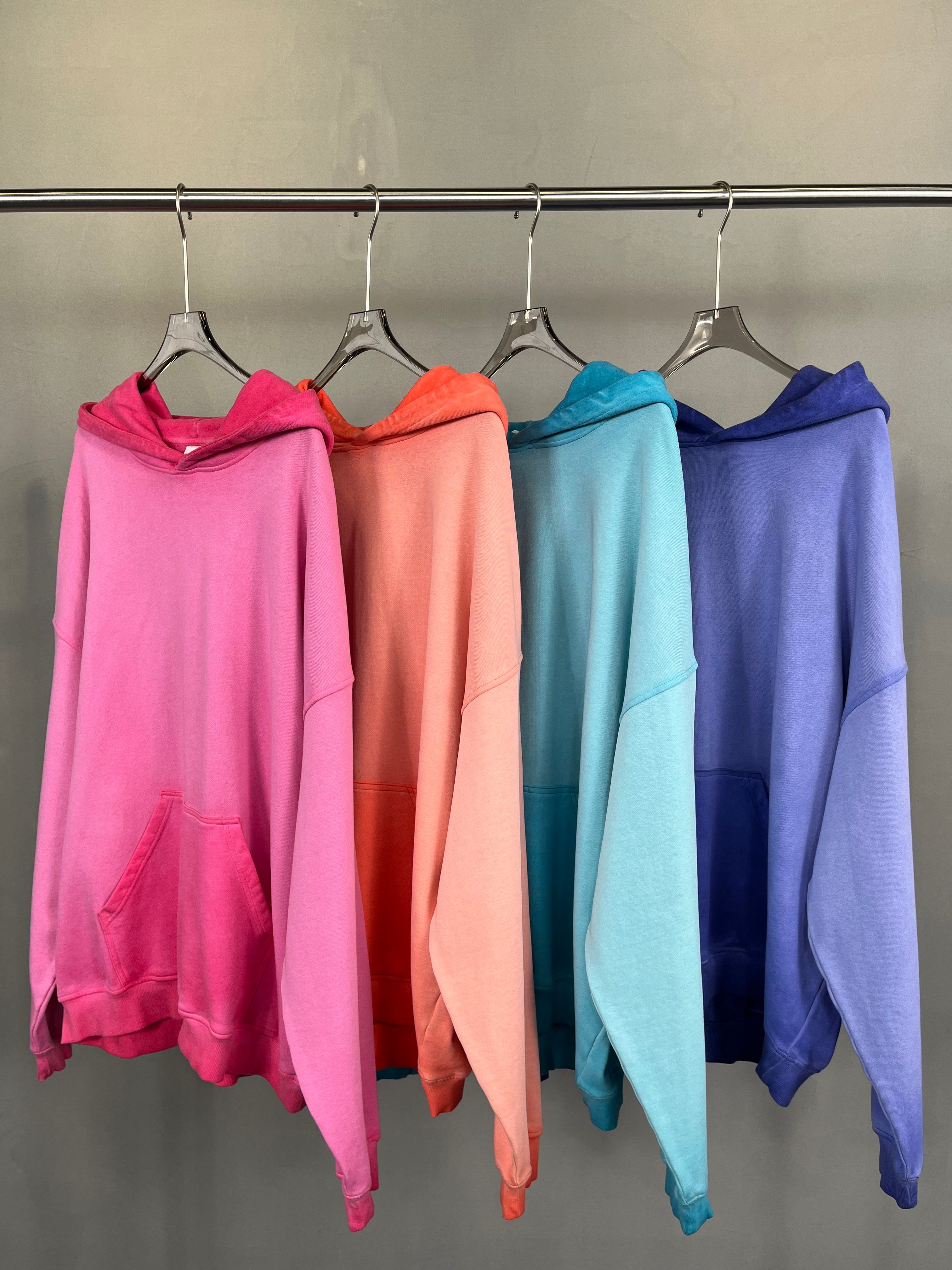 430G Heavyweight 100% Cotton Sublimation Distressed Embroidery Drop Shoulder French Terry Acid Wash Fashion Hoodie