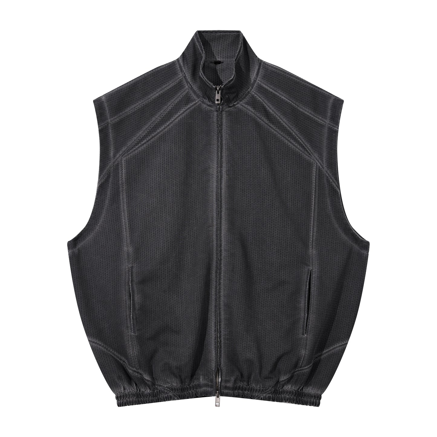 High Quality Custom T-shirt Set Black Zip up Sleeveless Fashion Summer Puff Printing Wholesale Men's T-shirt and Shorts