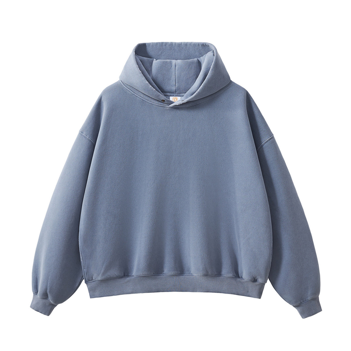 Customize Thick Fleece Button Down Washed Casual Hoodie with Frayed Side Pockets and Hooded Top Set of 5 Pieces in Sample Size L