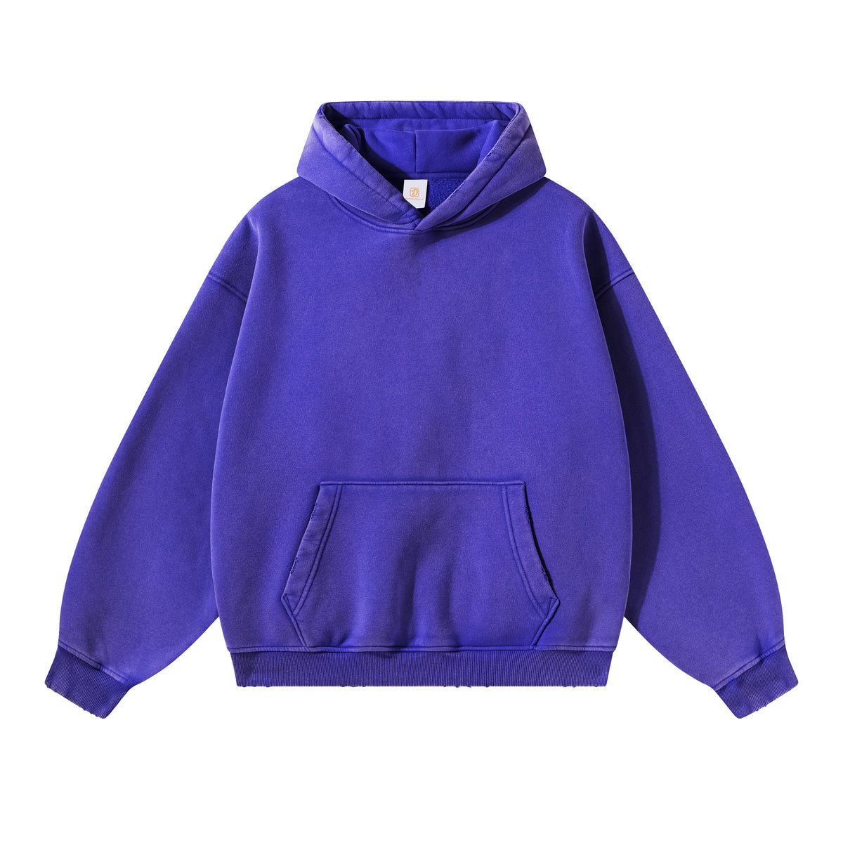 Retro Style Sweatshirt with Frosted Water Wash Finish Distressed Edges Plush Lining and a Hooded Design Fall and Winter Style