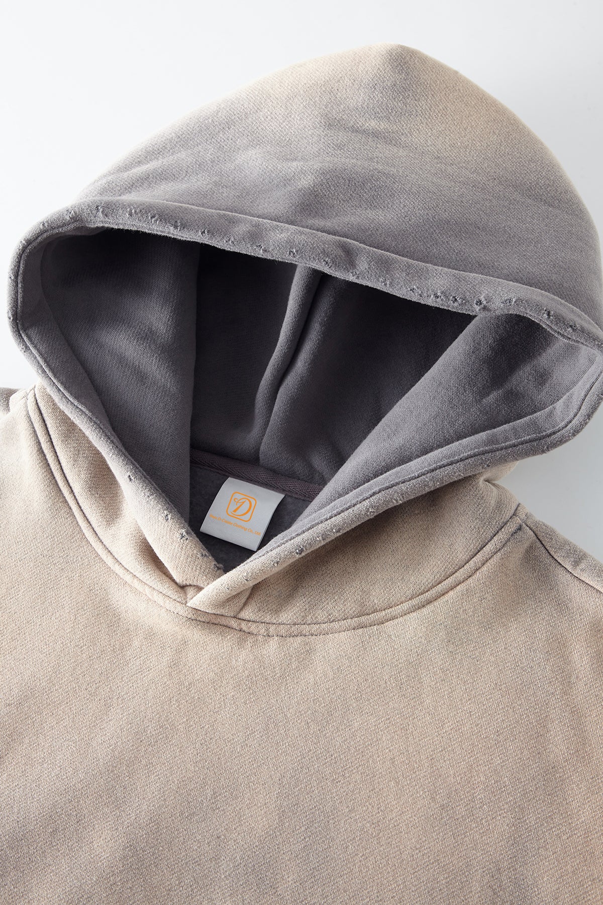 Wholesale Vintage Pullover High Quality Hoodies Men Streetwear Spary-Dye Washed Drop Shoulder Knitted Heavyweight Hoodie